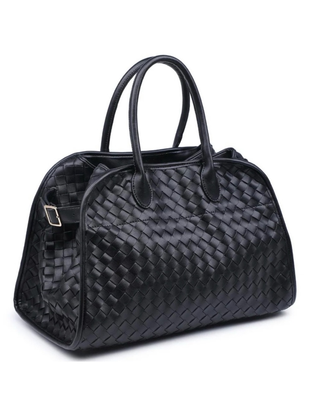 Urban Expressions Black Woven Vegan Leather Satchel